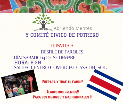 Abriendo Mentes, Playa Potrero Costa Rica, Desfile de Faroles